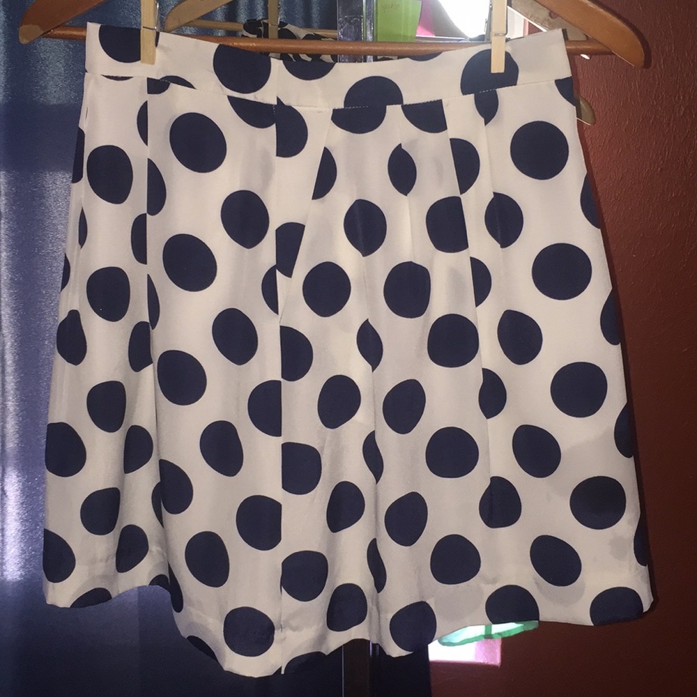 J. Crew Big Polka Dot Pleated skirt with pockets